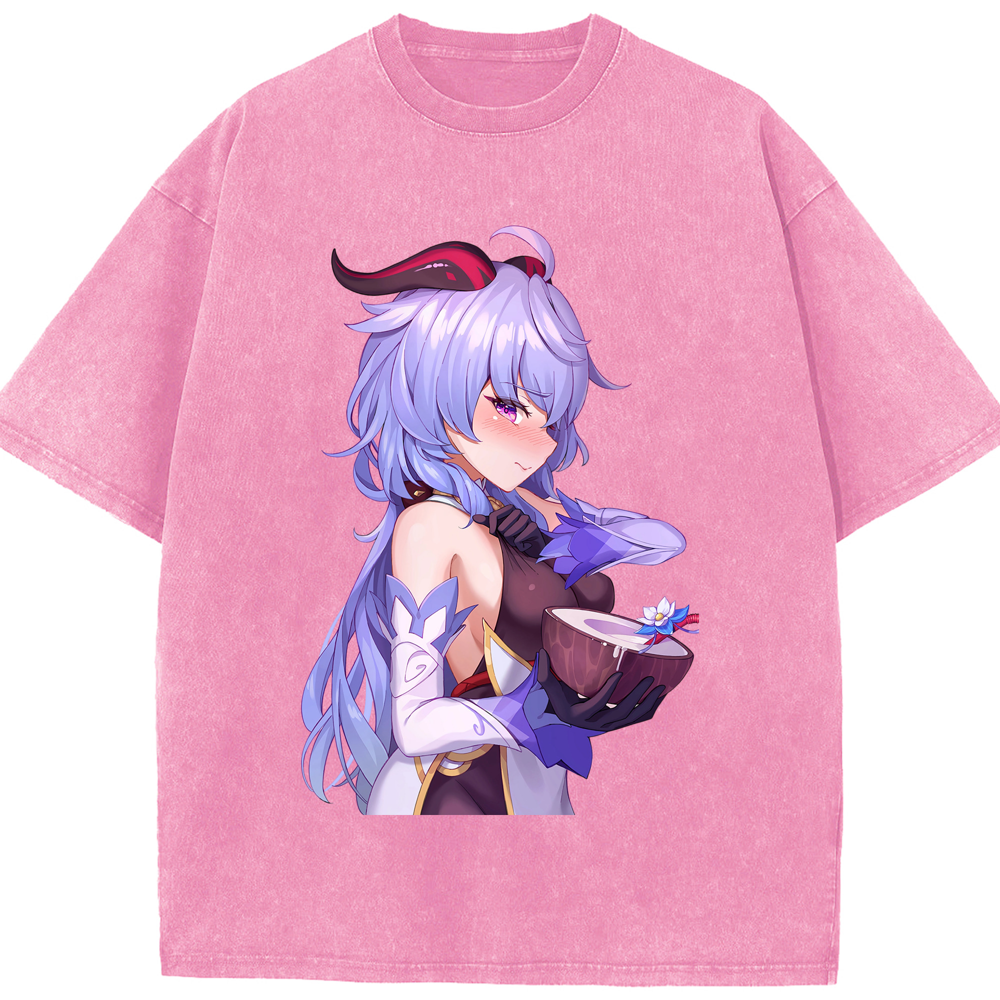 げんし神 甘雨 かんう genshin Ganyu 綿100% ヴィンテージ風 半袖Tシャツ（フロントプリント）